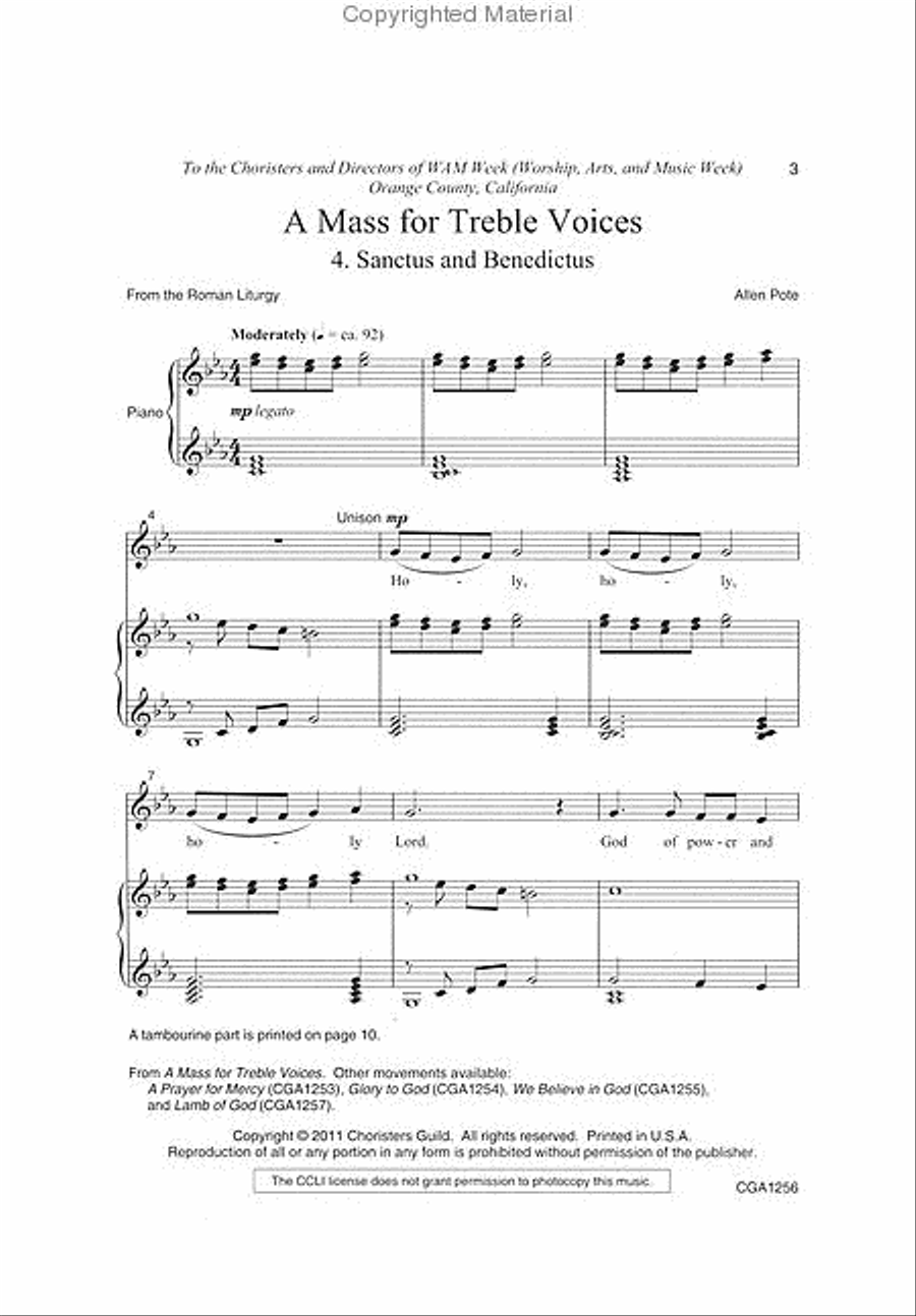 A Mass for Treble Voices Sanctus and Benedictus SSA scores gallery preview page 2