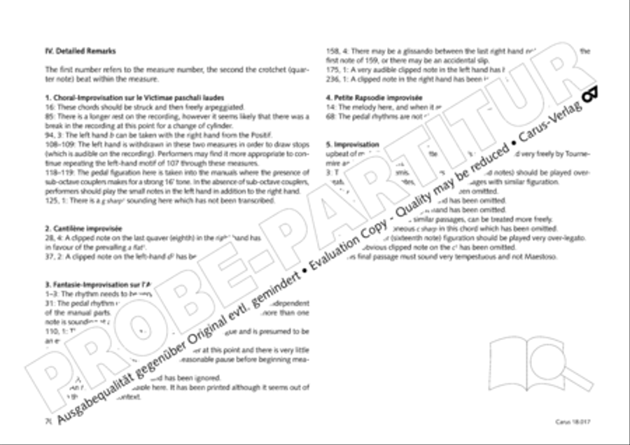 Tournemire: Funf Improvisationen fur Orgel solo Organ Solo scores gallery preview page 70