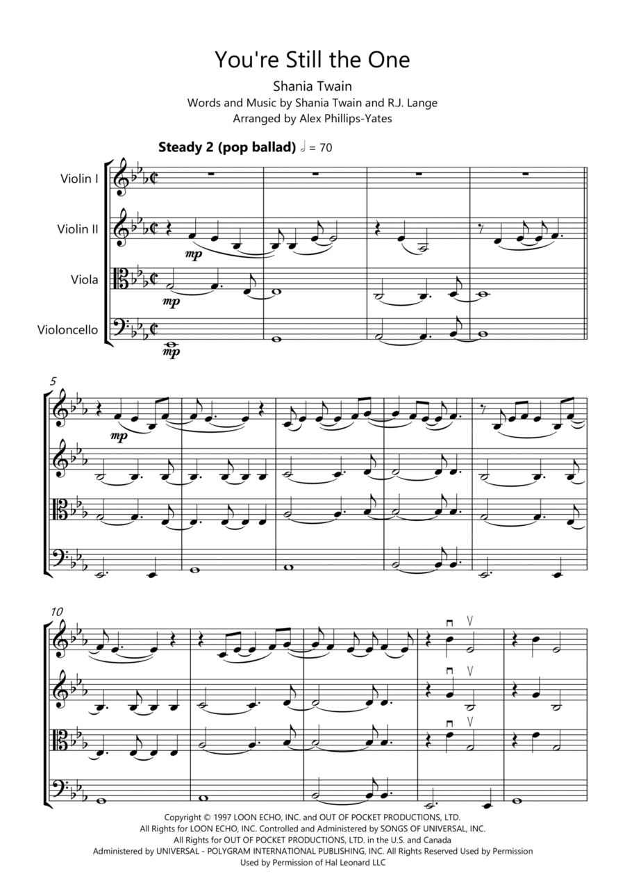 You're Still The One String Quartet scores gallery preview page 1