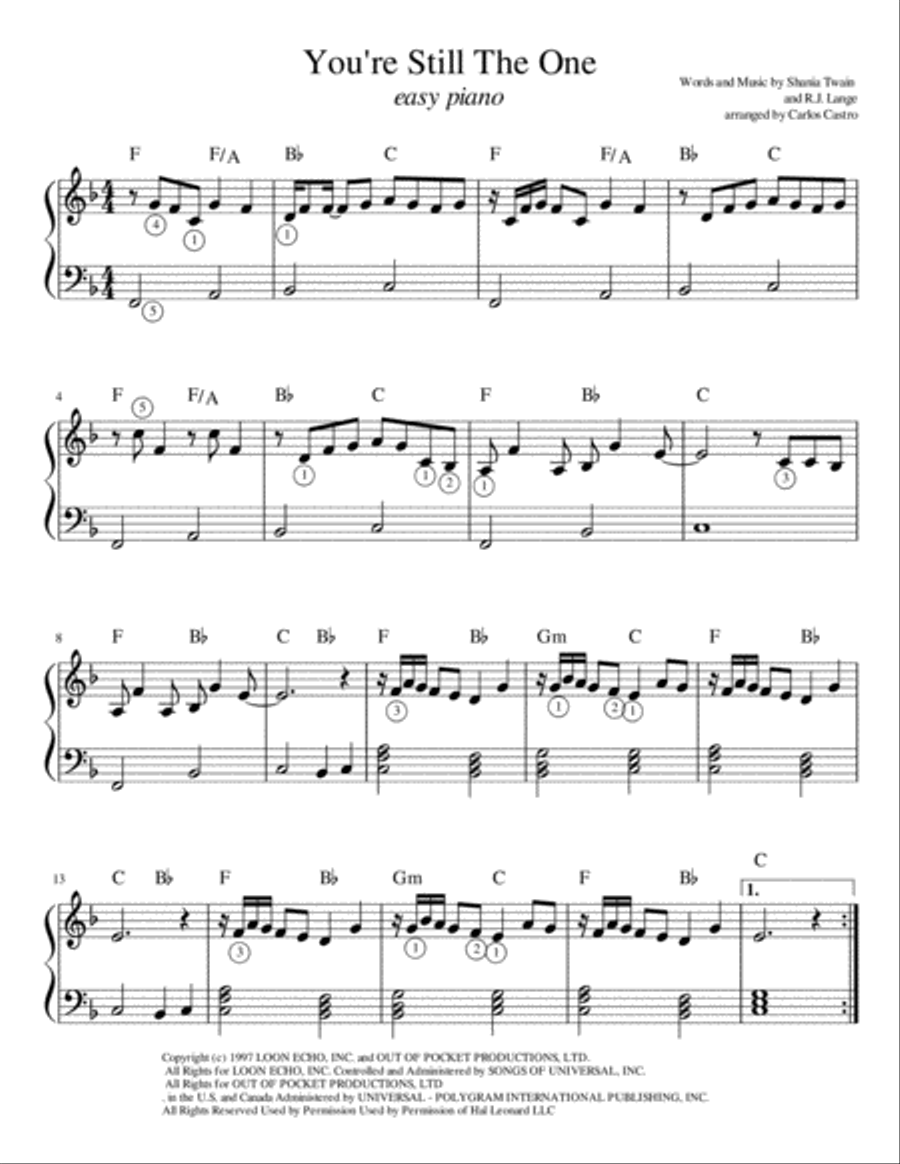 You're Still The One Easy Piano scores gallery preview page 1