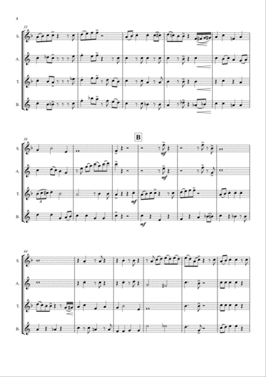 Santa Claus Is Comin' To Town Santa Claus Is Comin' To Town Saxophone Quartet scores gallery preview page 4