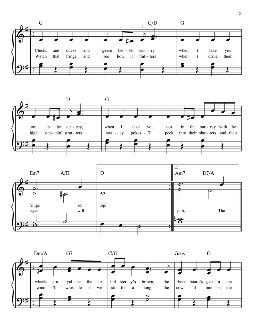 The Surrey With The Fringe On Top (from Oklahoma!) Easy Piano scores gallery preview page 3