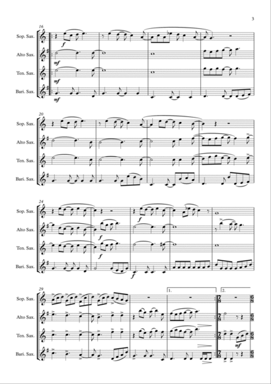 Here Comes The Sun Saxophone Quartet scores gallery preview page 4