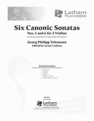 Book cover for Six Canonic Sonatas: Sonatas No. 5 & 6 for String Duo