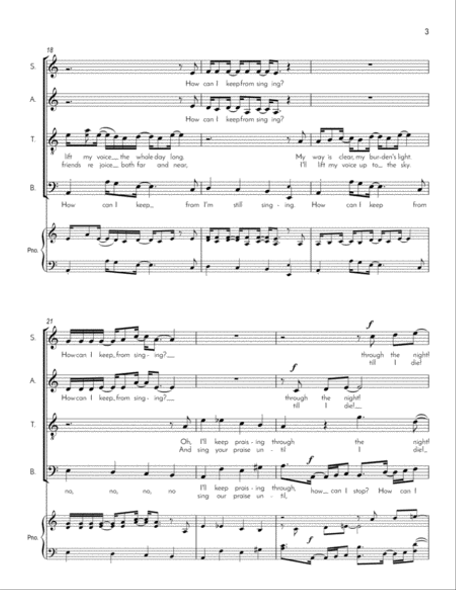 I Can't Stop (How Can I Keep from Singing?) 4-Part scores gallery preview page 4