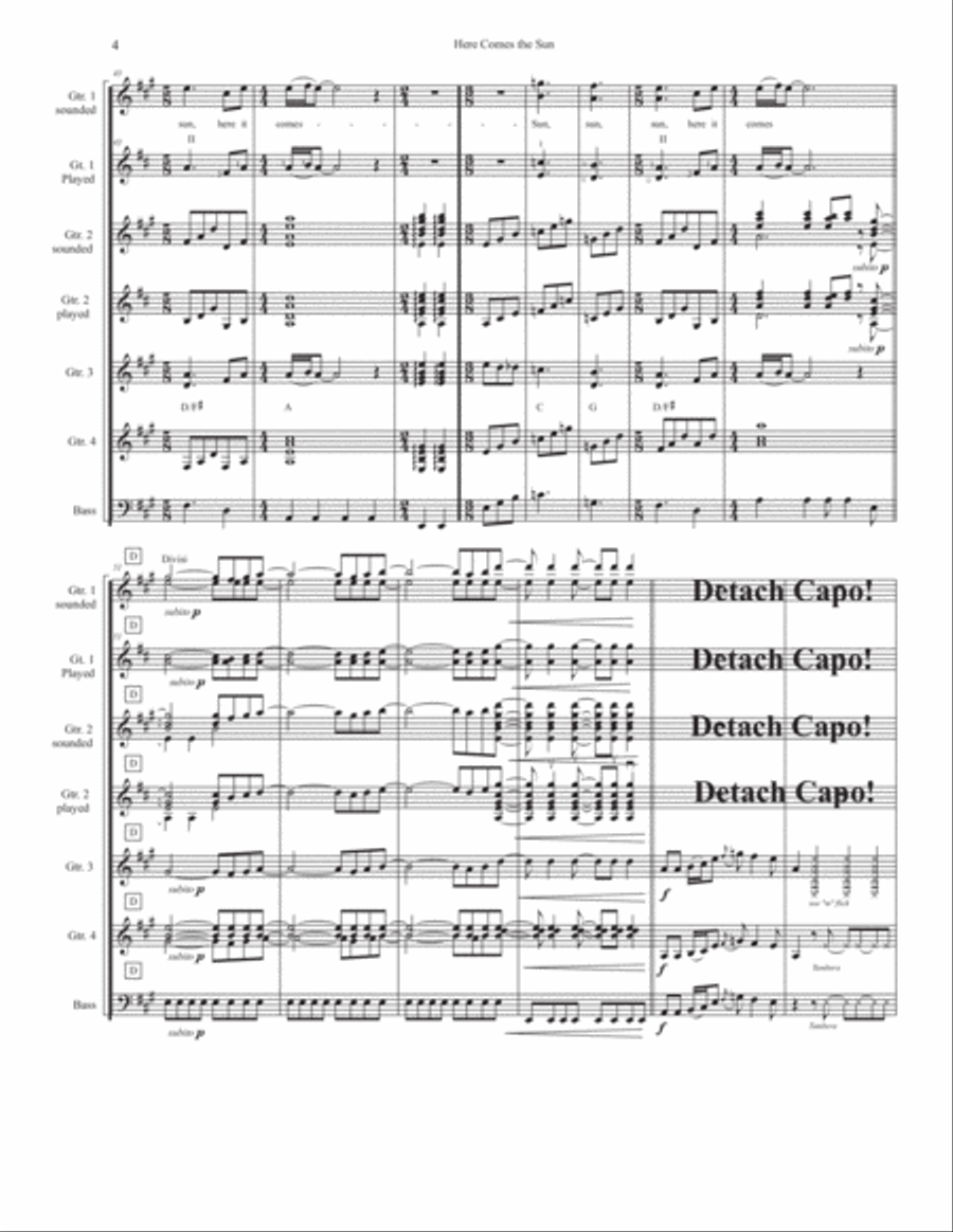 Here Comes The Sun Here Comes The Sun Guitar Ensemble scores gallery preview page 4