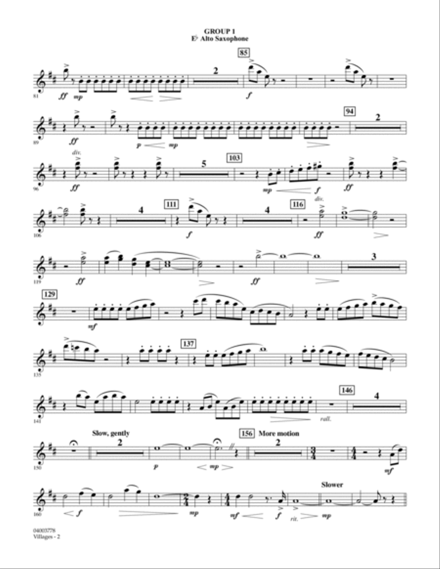 Villages - Eb Alto Saxophone (Group 1) Concert Band scores gallery preview page 2