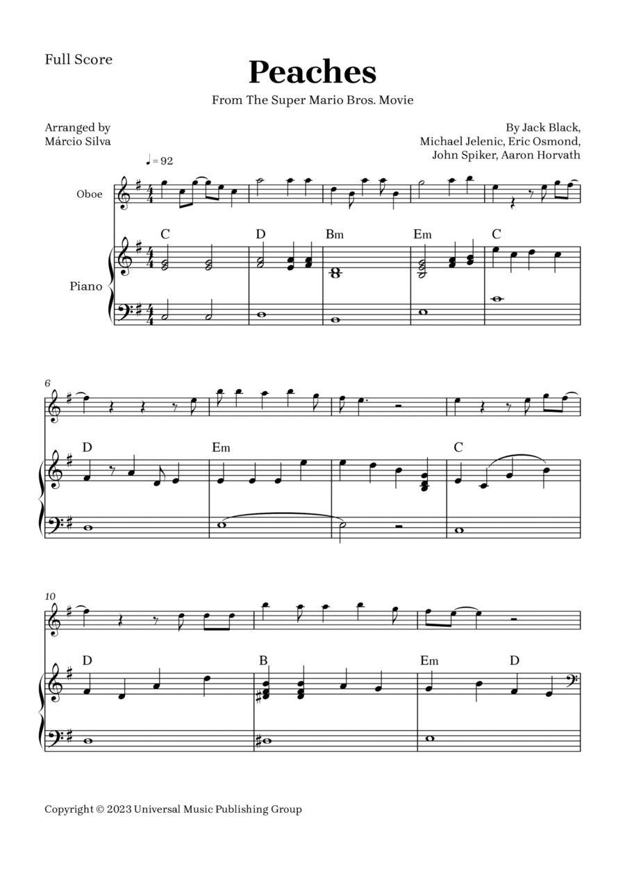 Peaches Piano scores gallery preview page 1