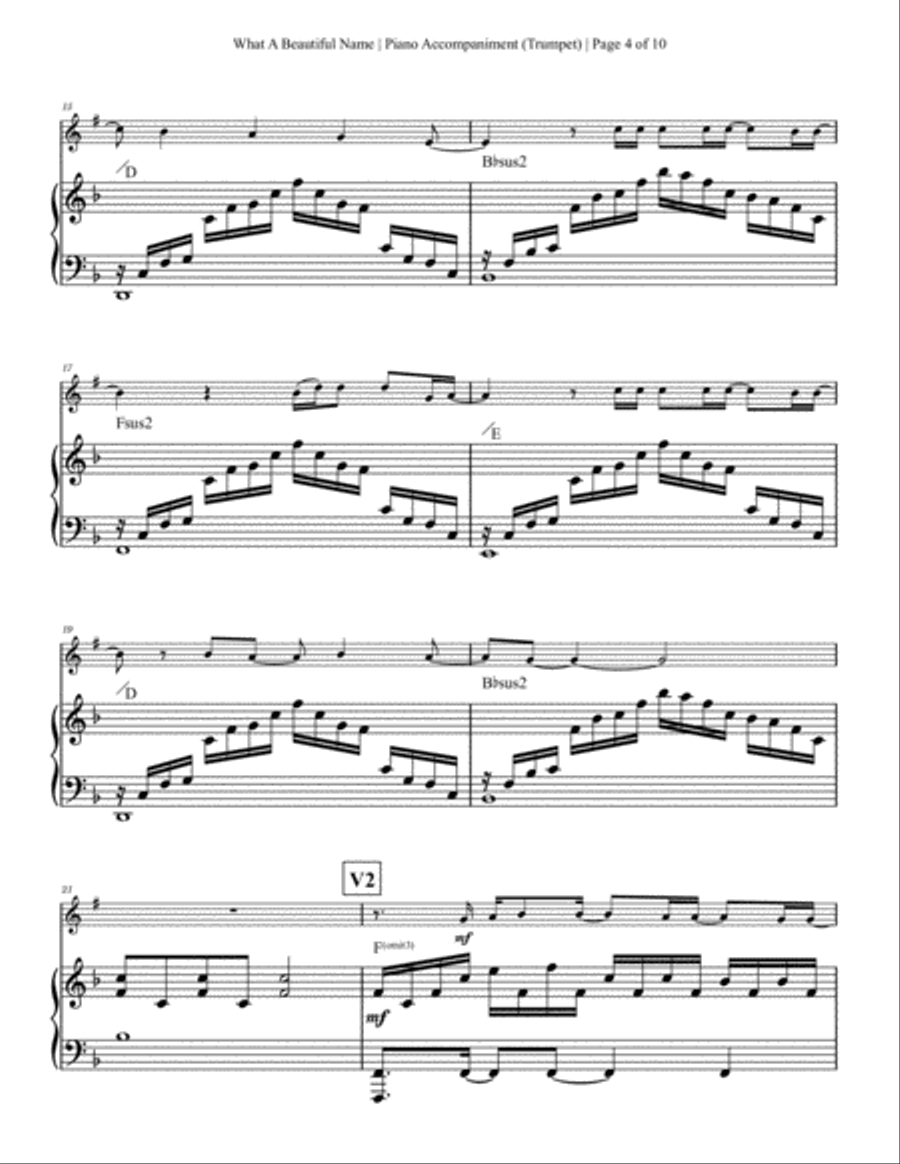 What A Beautiful Name Trumpet Solo scores gallery preview page 4