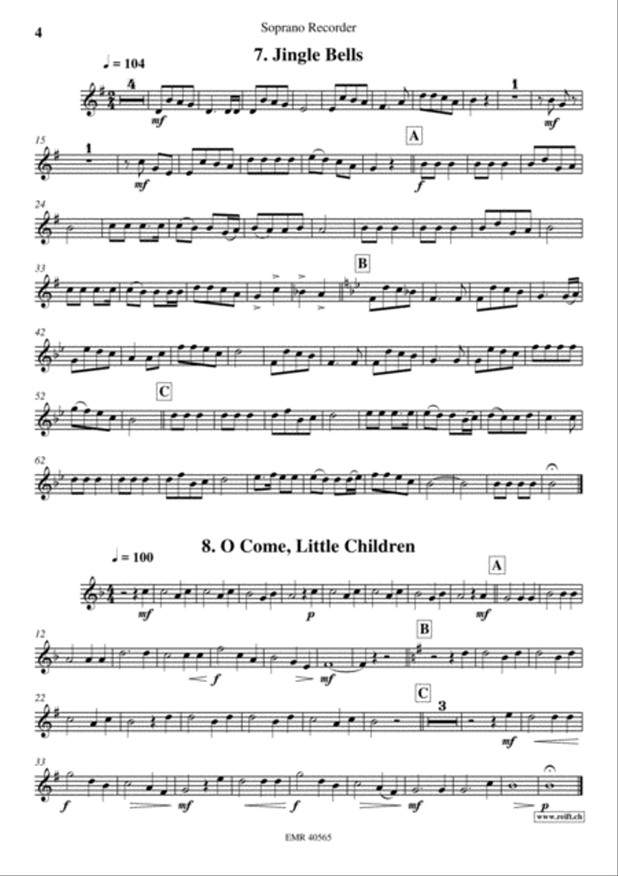 18 Christmas Songs Soprano Recorder scores gallery preview page 5