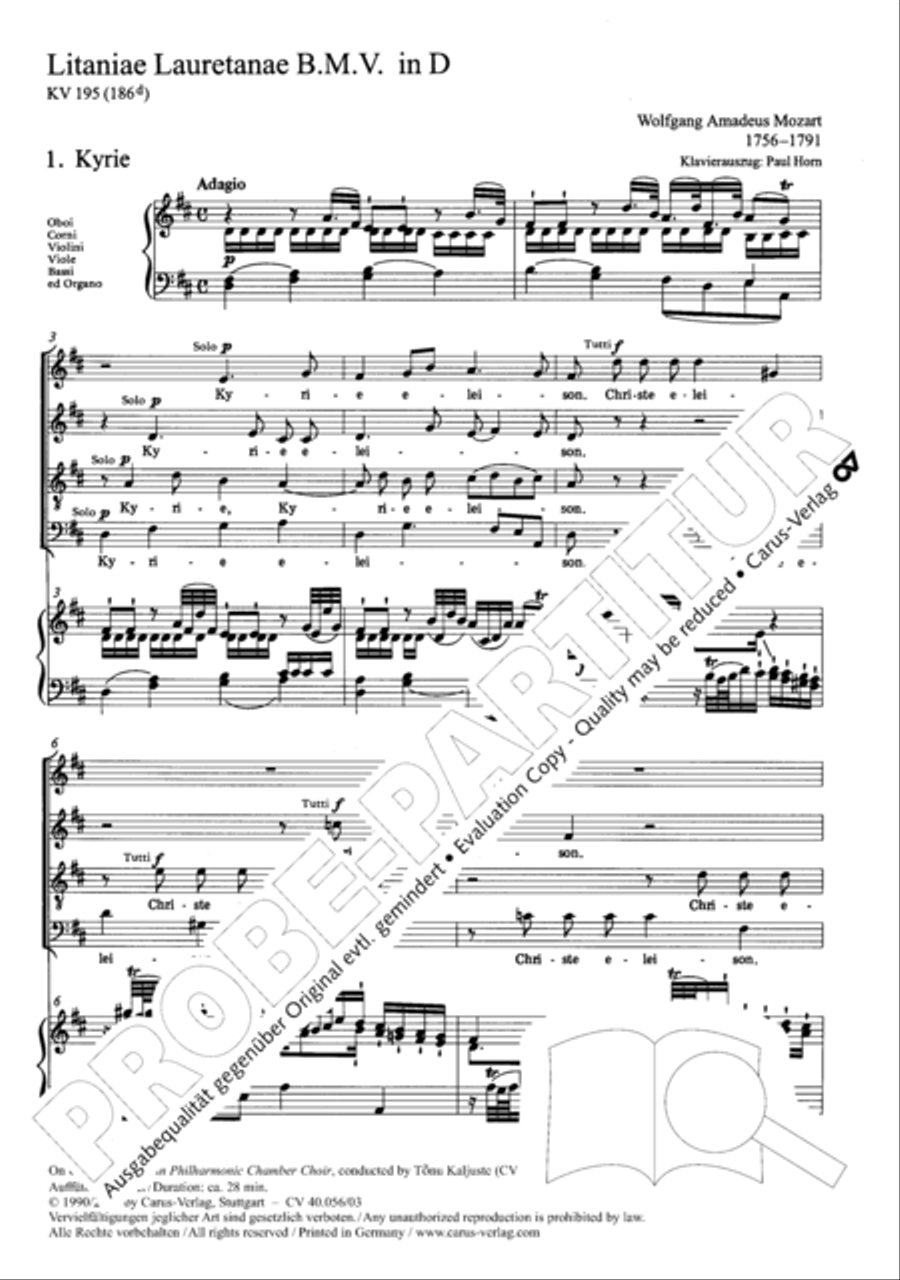Litaniae Lauretanae B.M.V. in D 4-Part scores gallery preview page 4