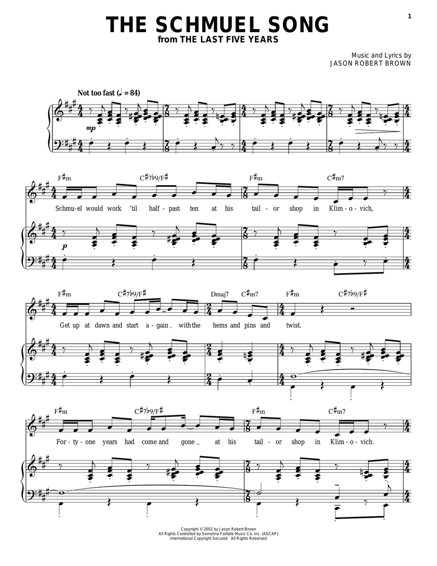 The Schmuel Song (from The Last 5 Years) Guitar scores gallery preview page 1