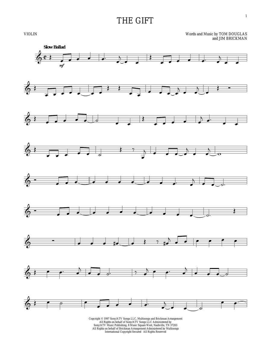 The Gift Violin Solo scores gallery preview page 1