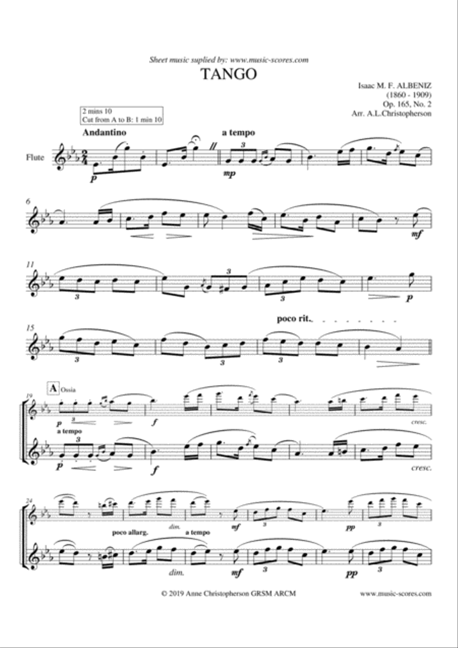 Tango - Solo Flute (lower) Flute Solo scores gallery preview page 1