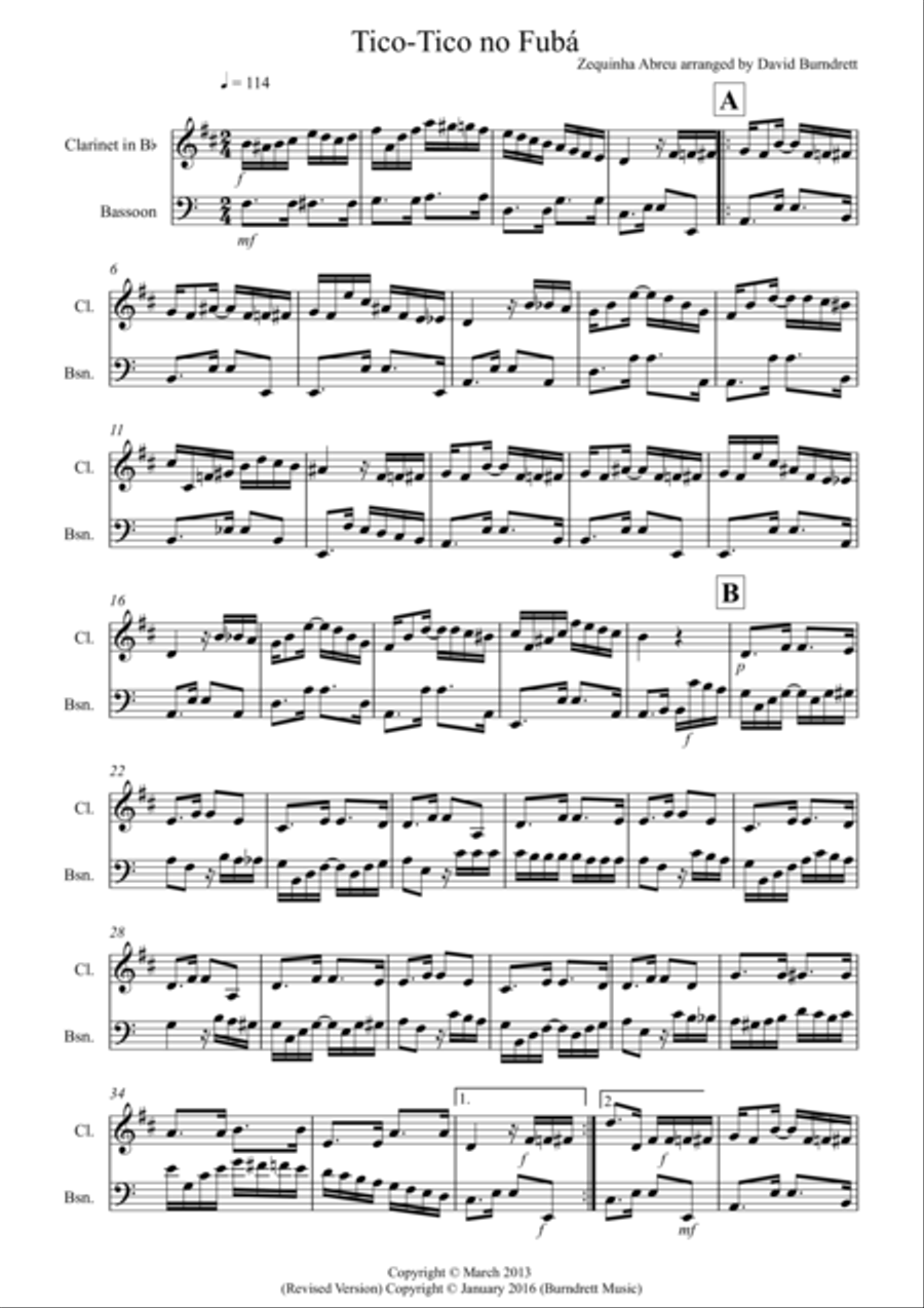 Tico Tico for Clarinet and Bassoon Duet Woodwind Duet scores gallery preview page 1