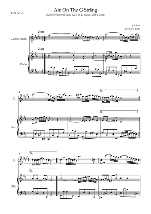 Air On The G String (J.S. Bach) for Clarinet in Bb Solo and Piano Accompaniment