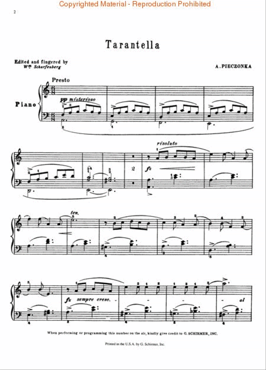 Tarantella in A Minor Piano Solo scores gallery preview page 2