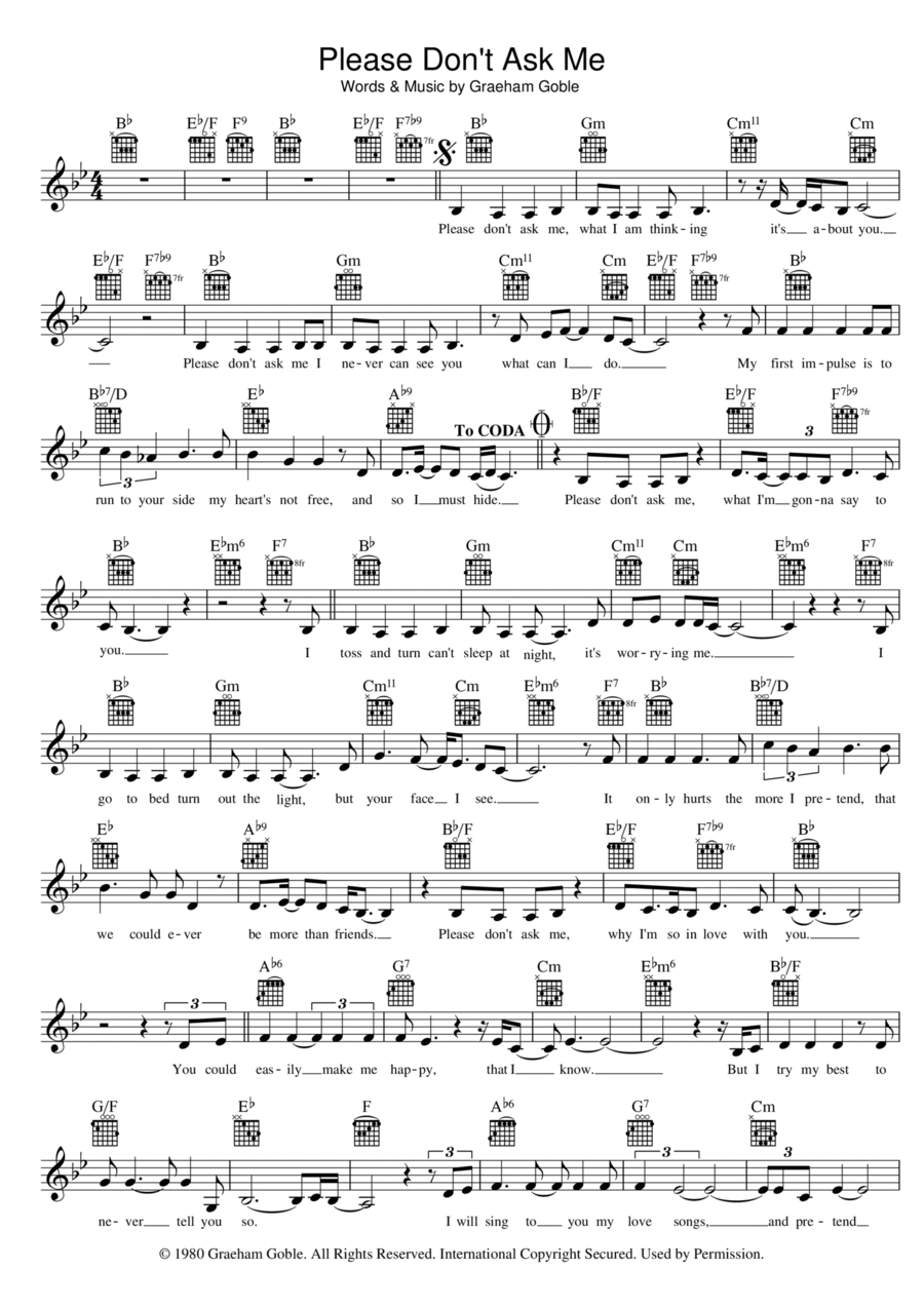 Please Don't Ask Me Piano scores gallery preview page 1