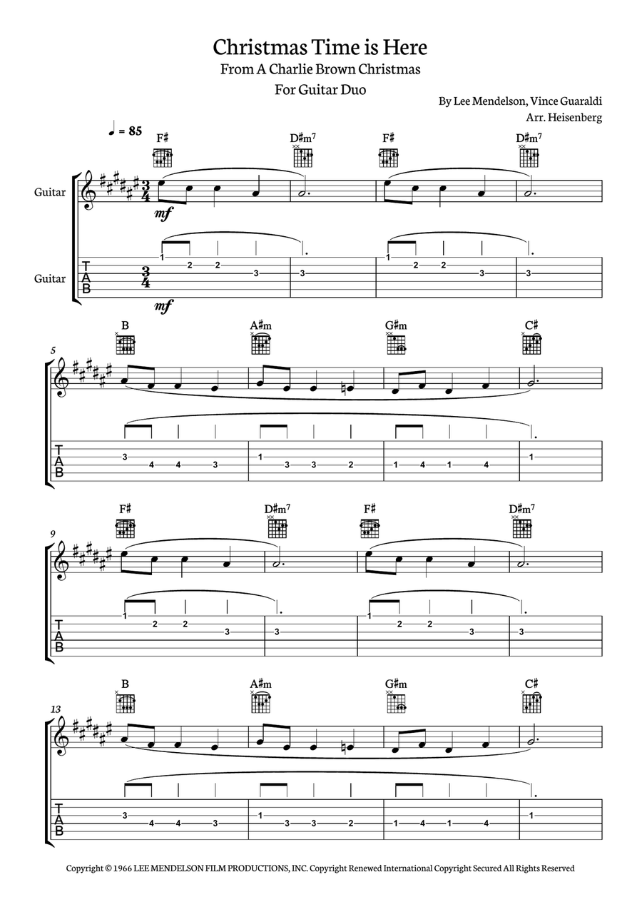 Christmas Time Is Here Guitar Solo scores gallery preview page 1