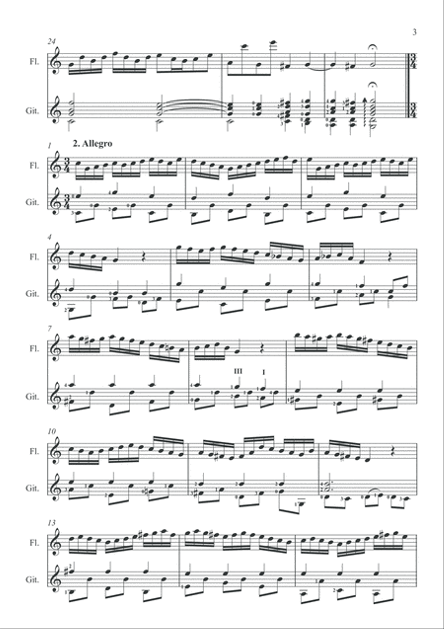 Bach Sonata BWV 1033 for Flute & Guitar Flute scores gallery preview page 4