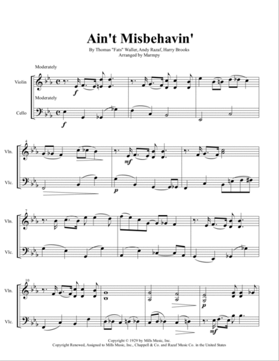 Ain't Misbehavin' String Duet scores gallery preview page 2