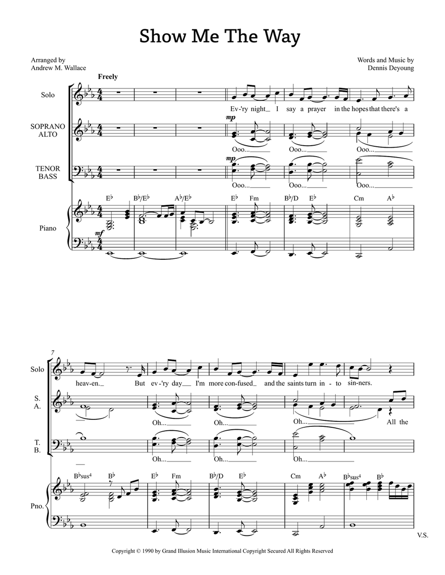 Show Me The Way 4-Part scores gallery preview page 1