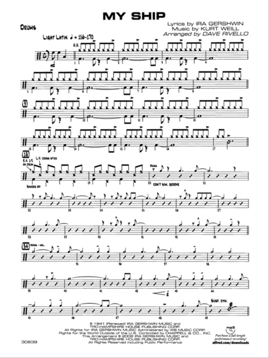 My Ship: Drums Jazz Ensemble scores gallery preview page 1