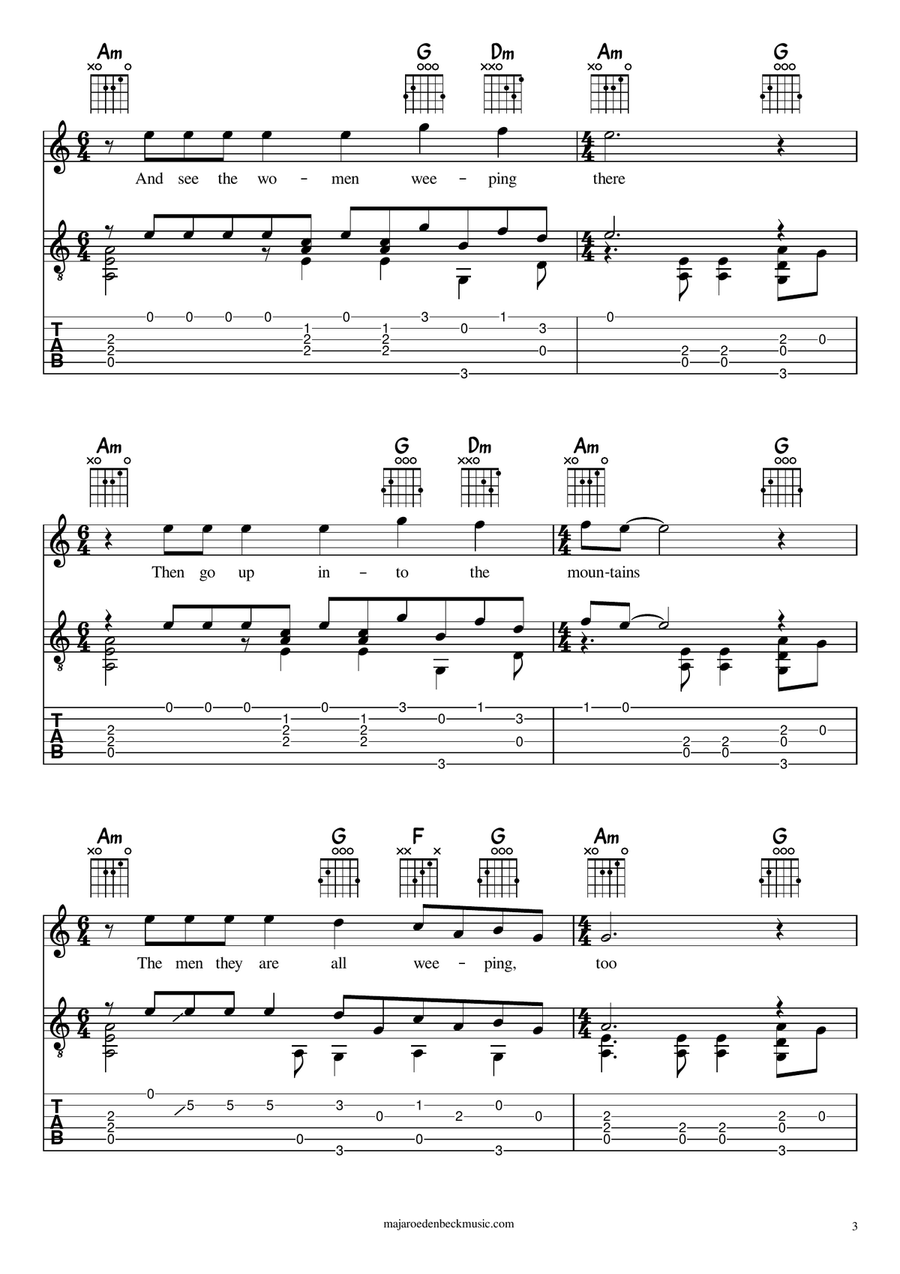 The Weeping Song Guitar Tablature scores gallery preview page 3