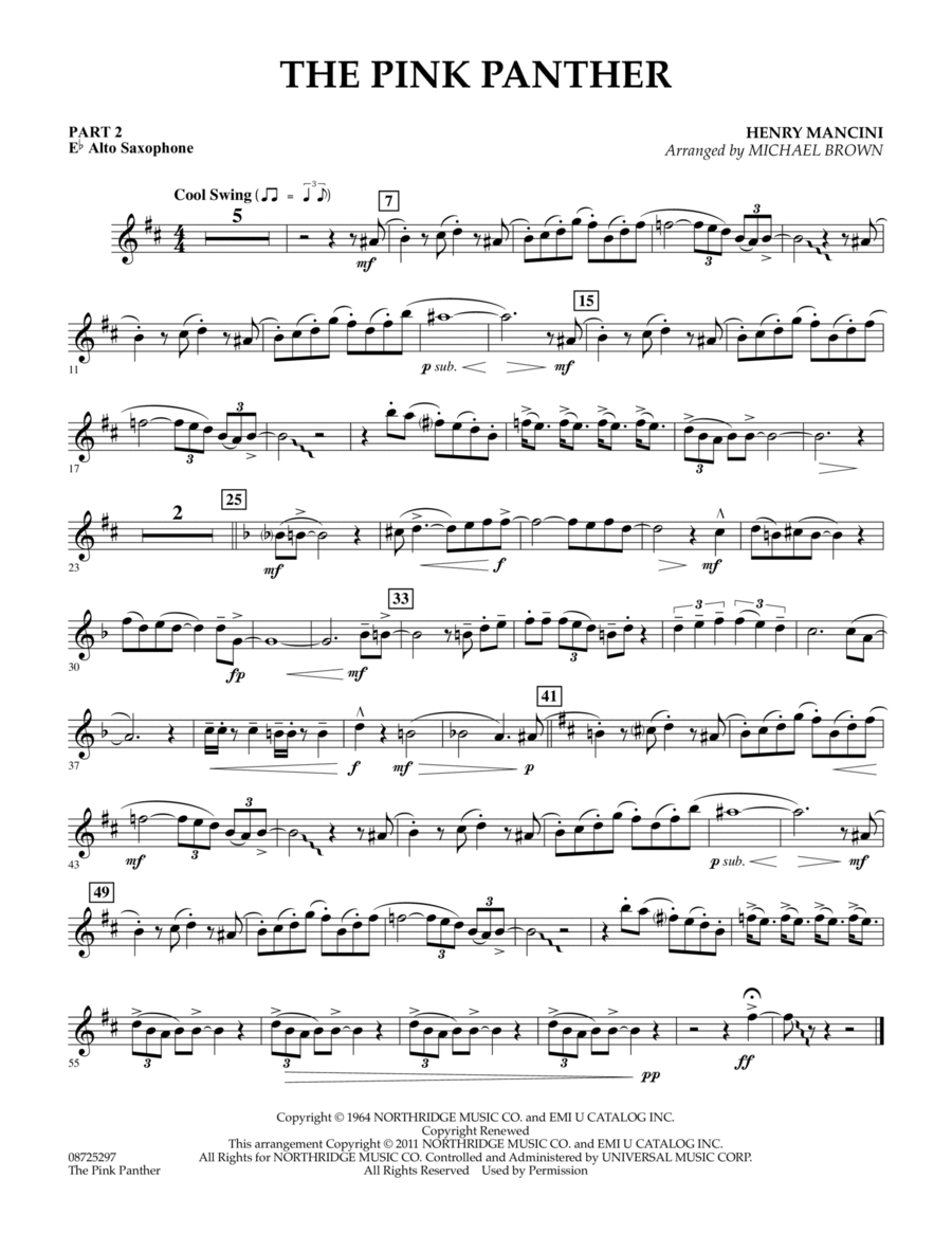 The Pink Panther - Pt.2 - Eb Alto Saxophone Concert Band scores gallery preview page 1