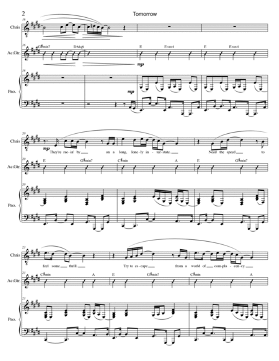 Tomorrow Piano, Vocal, Guitar scores gallery preview page 2