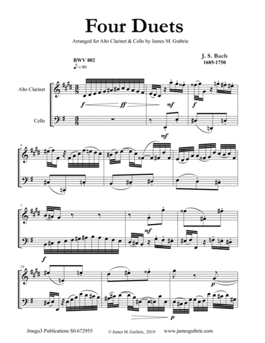 Bach: Four Duets for Alto Clarinet & Cello image number null