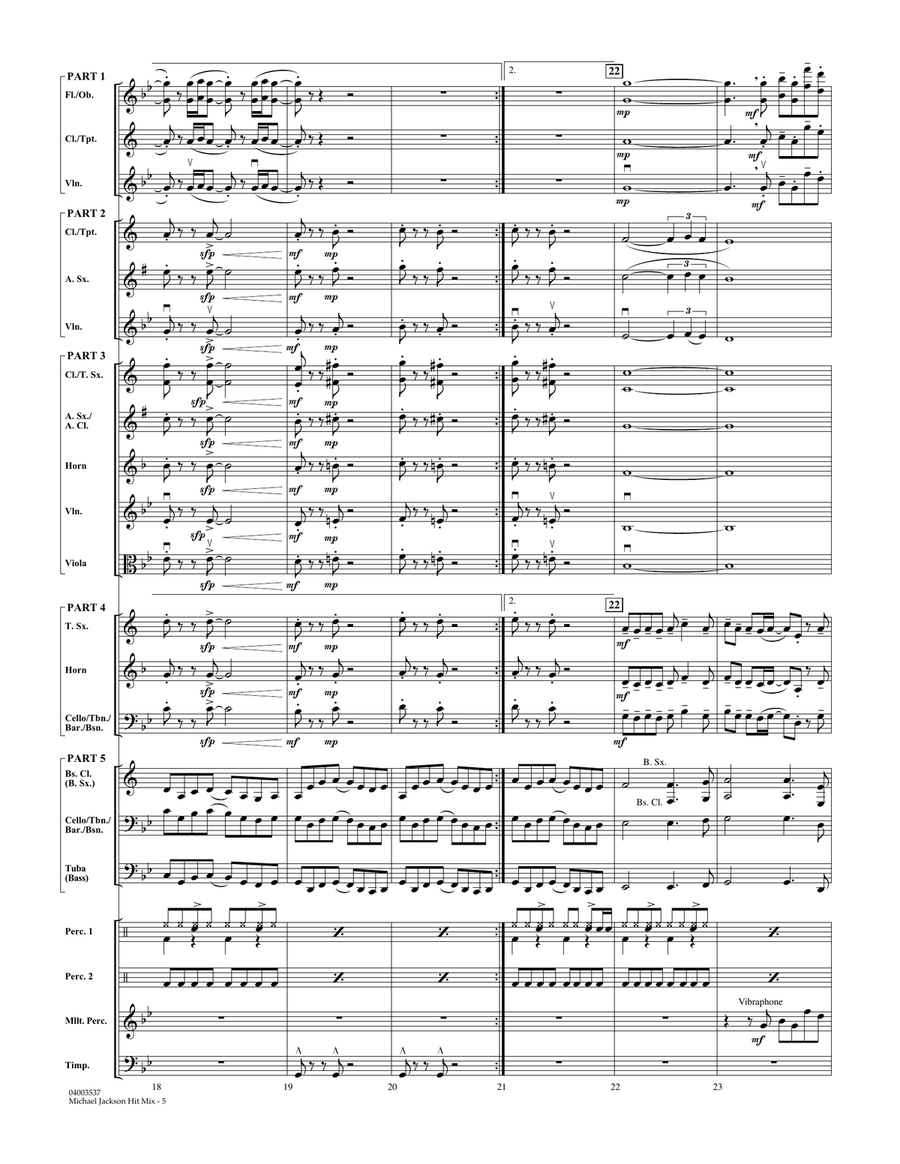 Michael Jackson Hit Mix - Conductor Score (Full Score) Concert Band scores gallery preview page 5