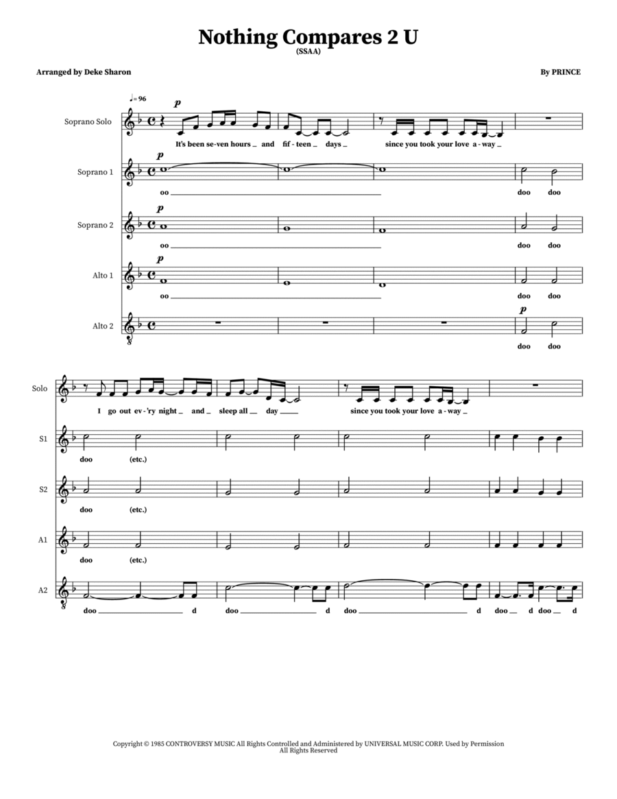 Nothing Compares 2 U Nothing Compares 2 U 4-Part scores gallery preview page 1