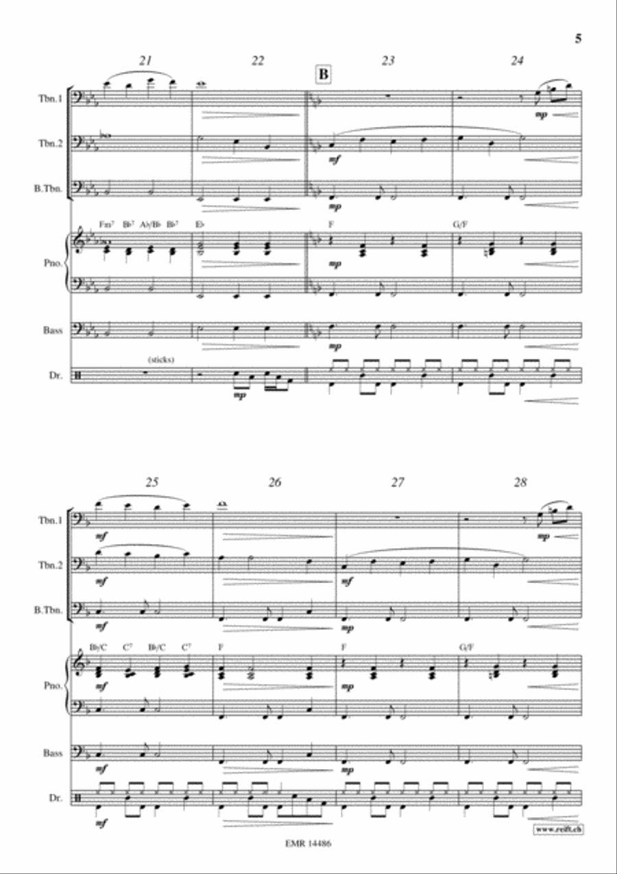 Aura Lee Trombone Trio scores gallery preview page 5