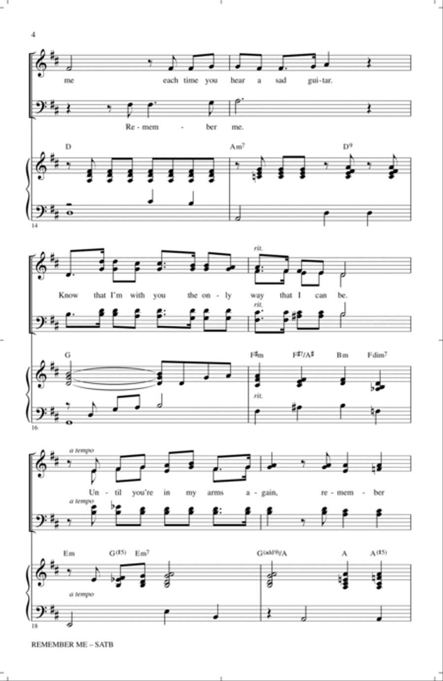Remember Me (Ernesto de la Cruz) (from Coco) (arr. Roger Emerson) 4-Part scores gallery preview page 3