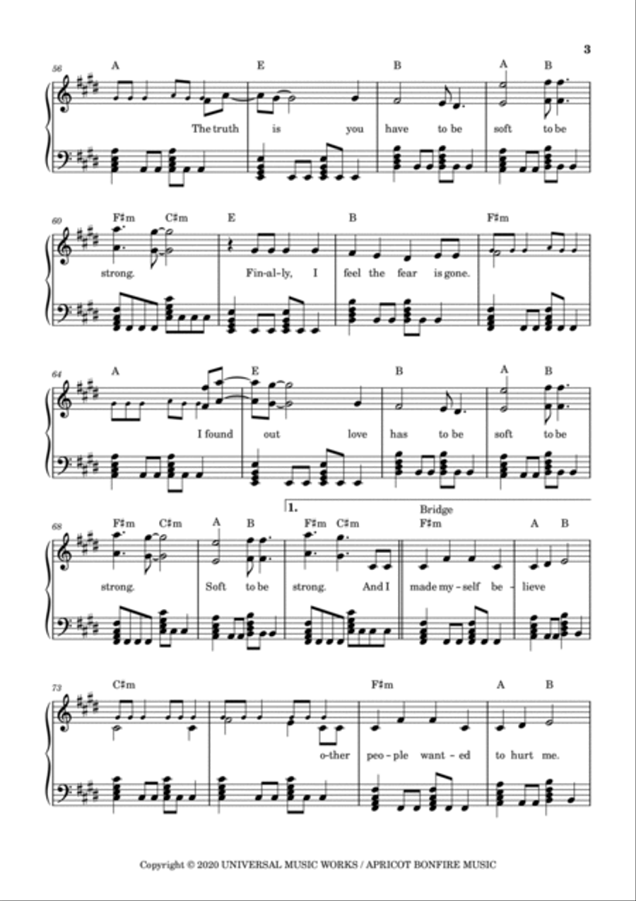 Soft To Be Strong Soft To Be Strong Piano Solo scores gallery preview page 3