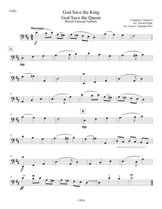 God Save the King: UK National Anthem. String Orchestra. Easy. Score & parts.