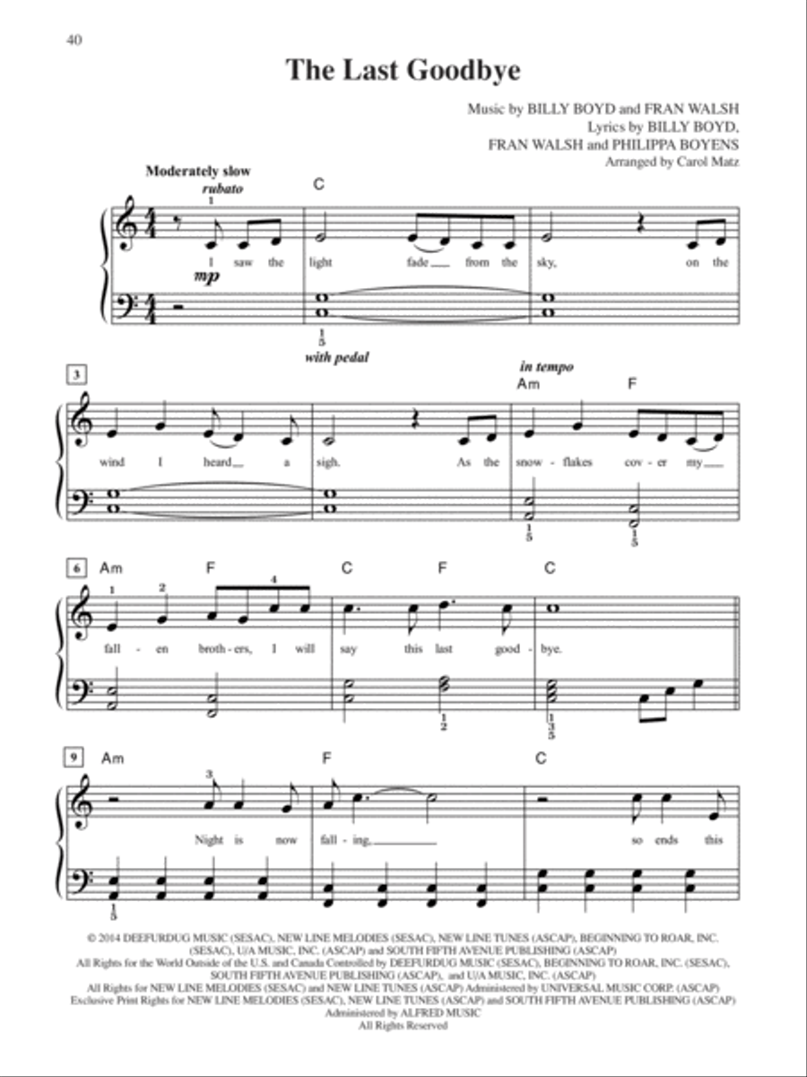 The Hobbit -- The Battle of the Five Armies Easy Piano scores gallery preview page 5