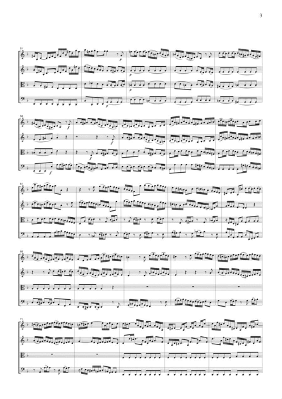 J.S.Bach Brandenburg Concerto No.6, all mvts. for String Quartet, for string quartet, CB227 String Quartet scores gallery preview page 3