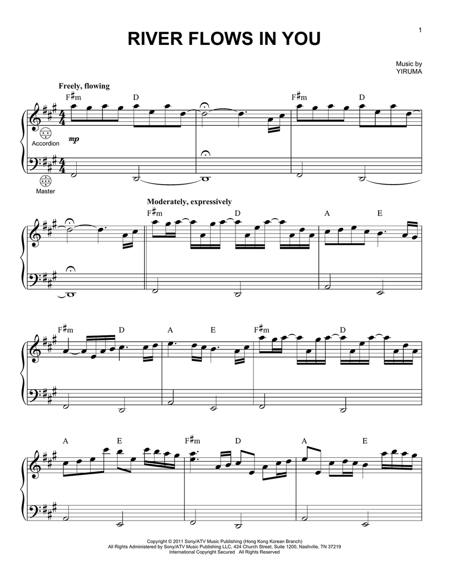 River Flows In You Piano scores gallery preview page 1