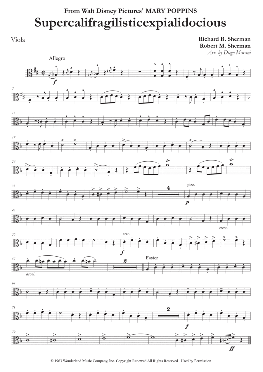 Supercalifragilisticexpialidocious Viola scores gallery preview page 1