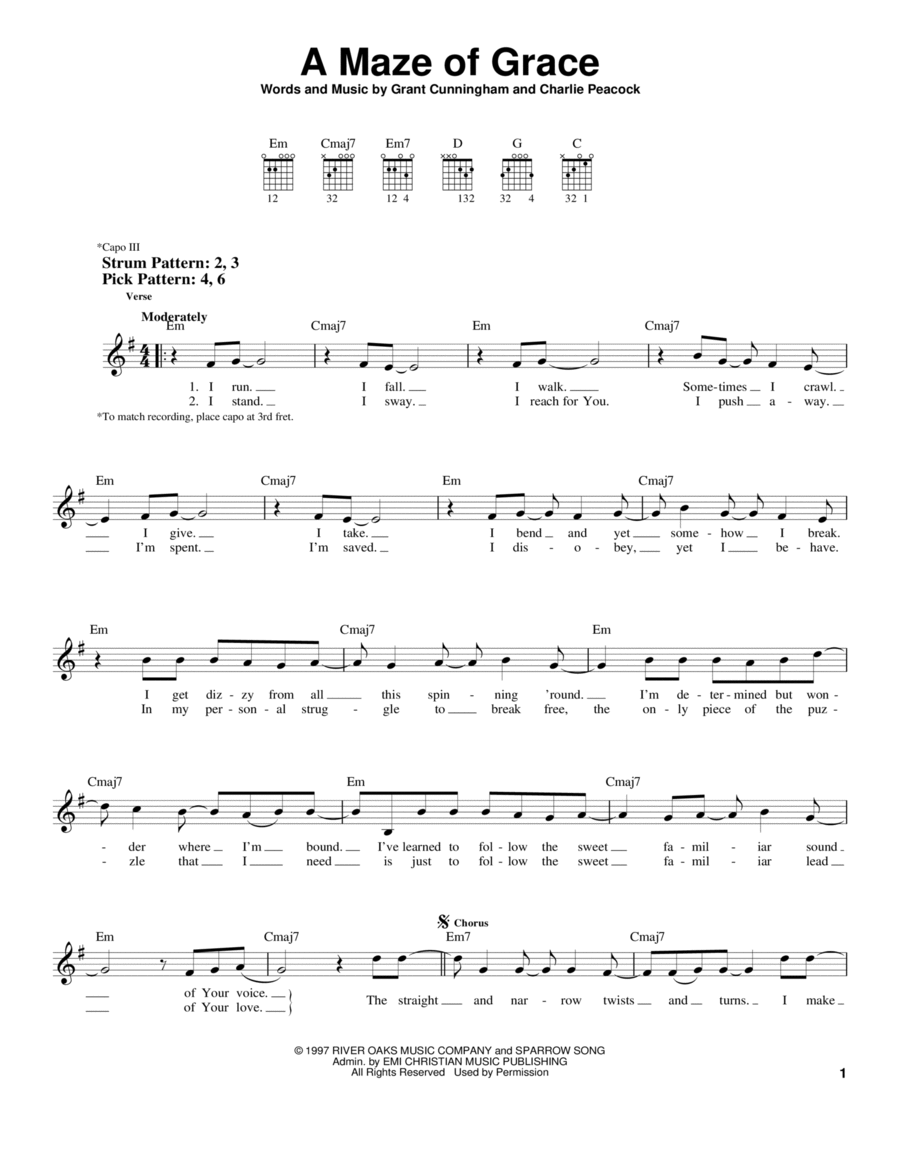 A Maze Of Grace A Maze Of Grace Acoustic Guitar scores gallery preview page 1