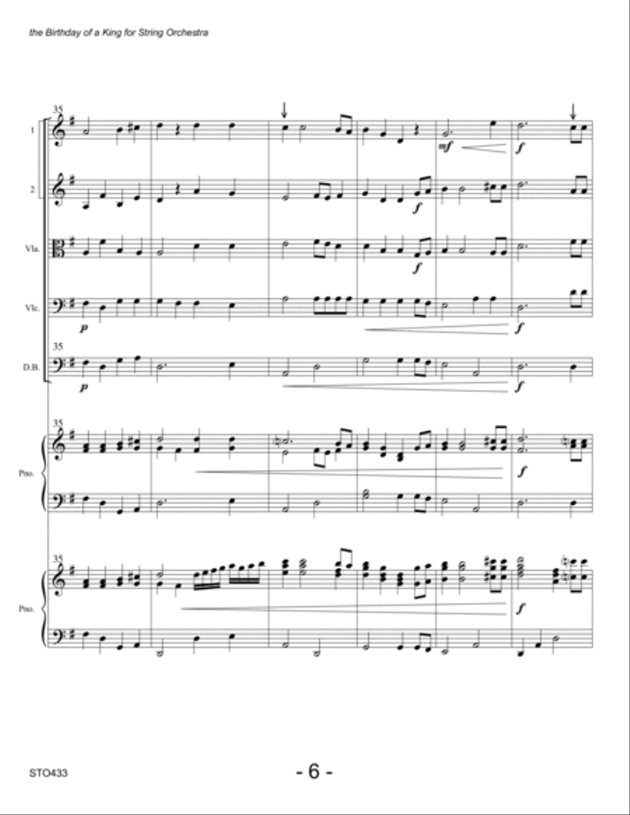 THE BIRTHDAY OF A KING - STRING ORCHESTRA with optional Piano String Orchestra scores gallery preview page 6