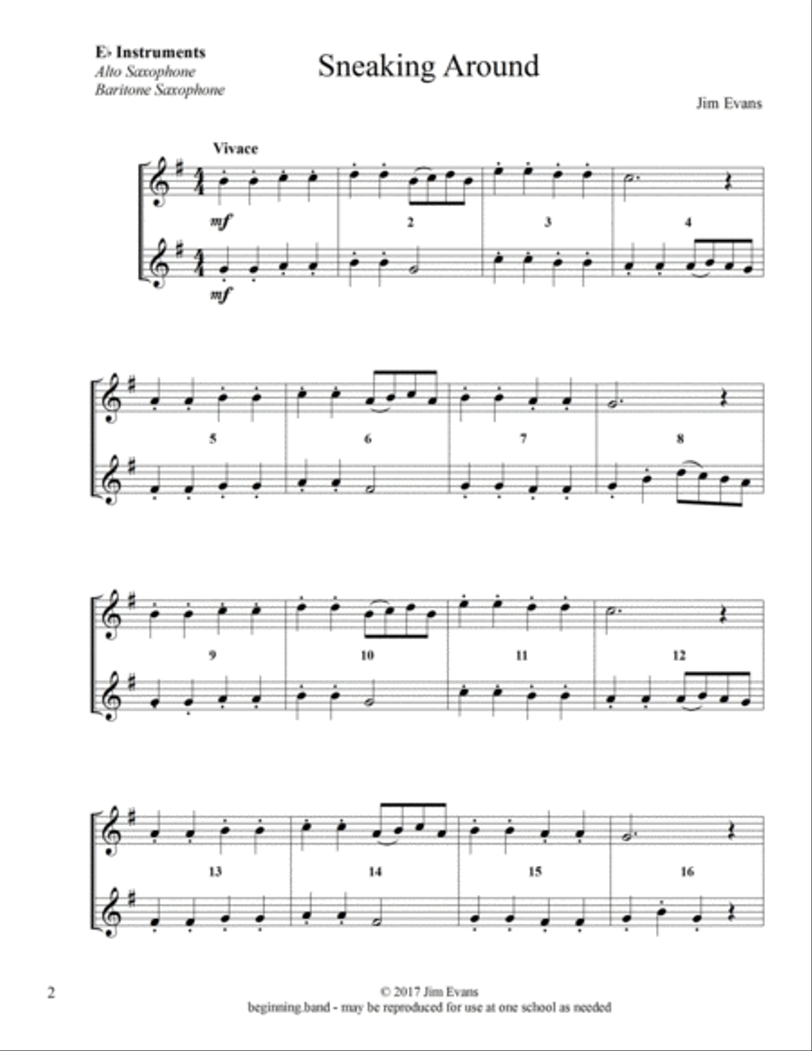 Elementary Duets, Volume 1, for Alto/Baritone Saxophone Woodwind Duet scores gallery preview page 2