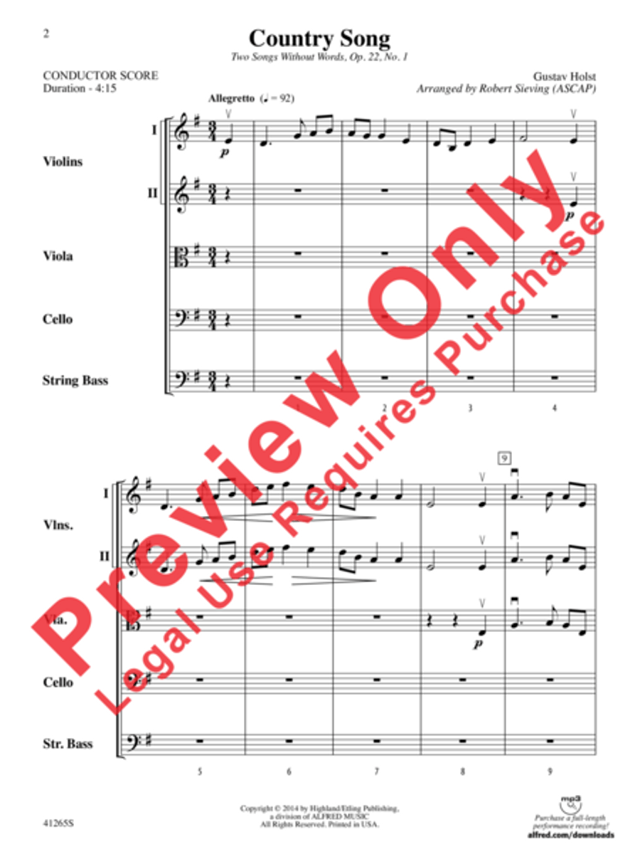Country Song String Orchestra scores gallery preview page 3