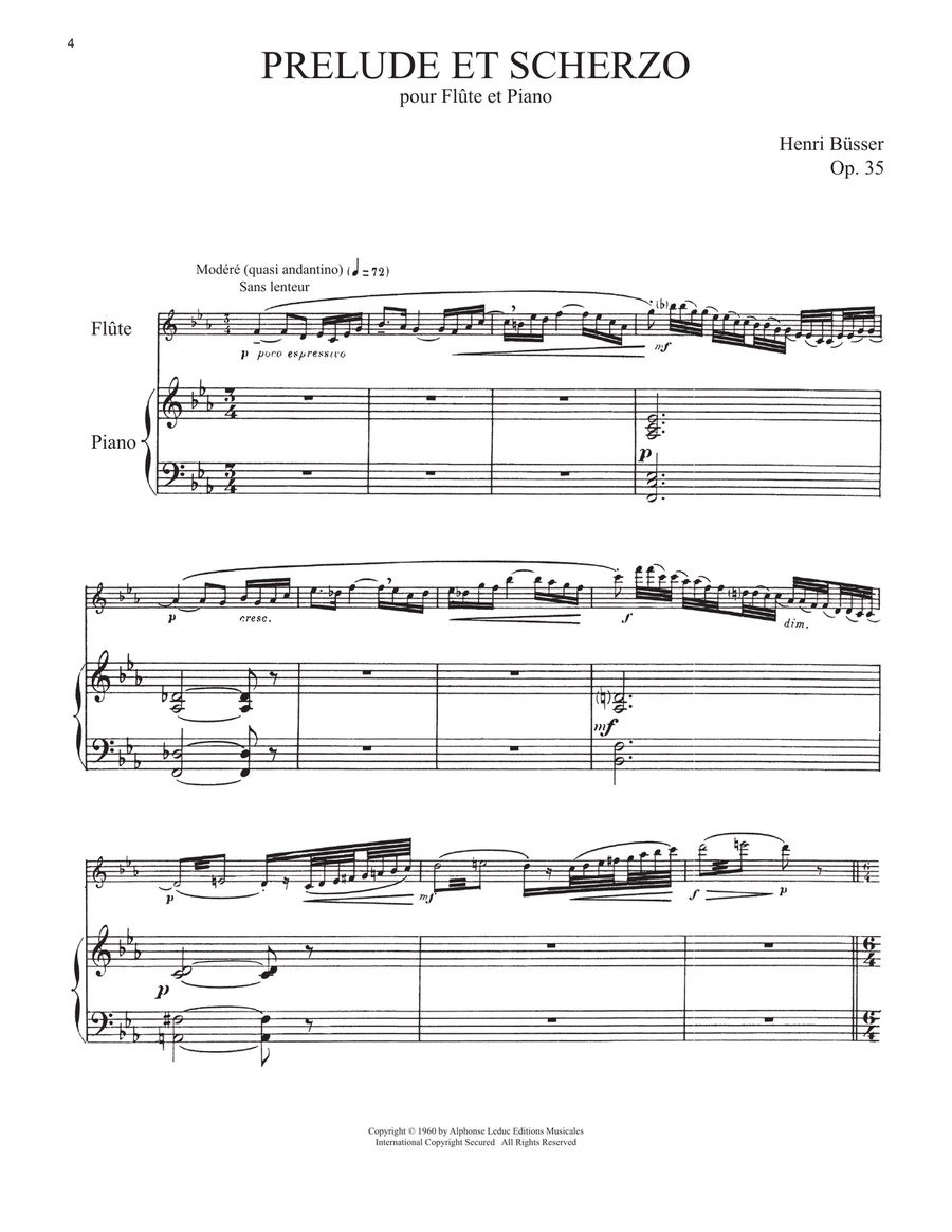 Prelude Et Scherzo, Op. 35 Flute Solo scores gallery preview page 1