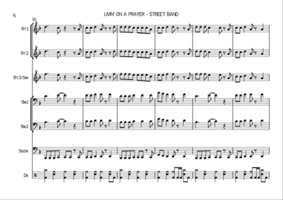 Livin' On A Prayer Brass Ensemble scores gallery preview page 6
