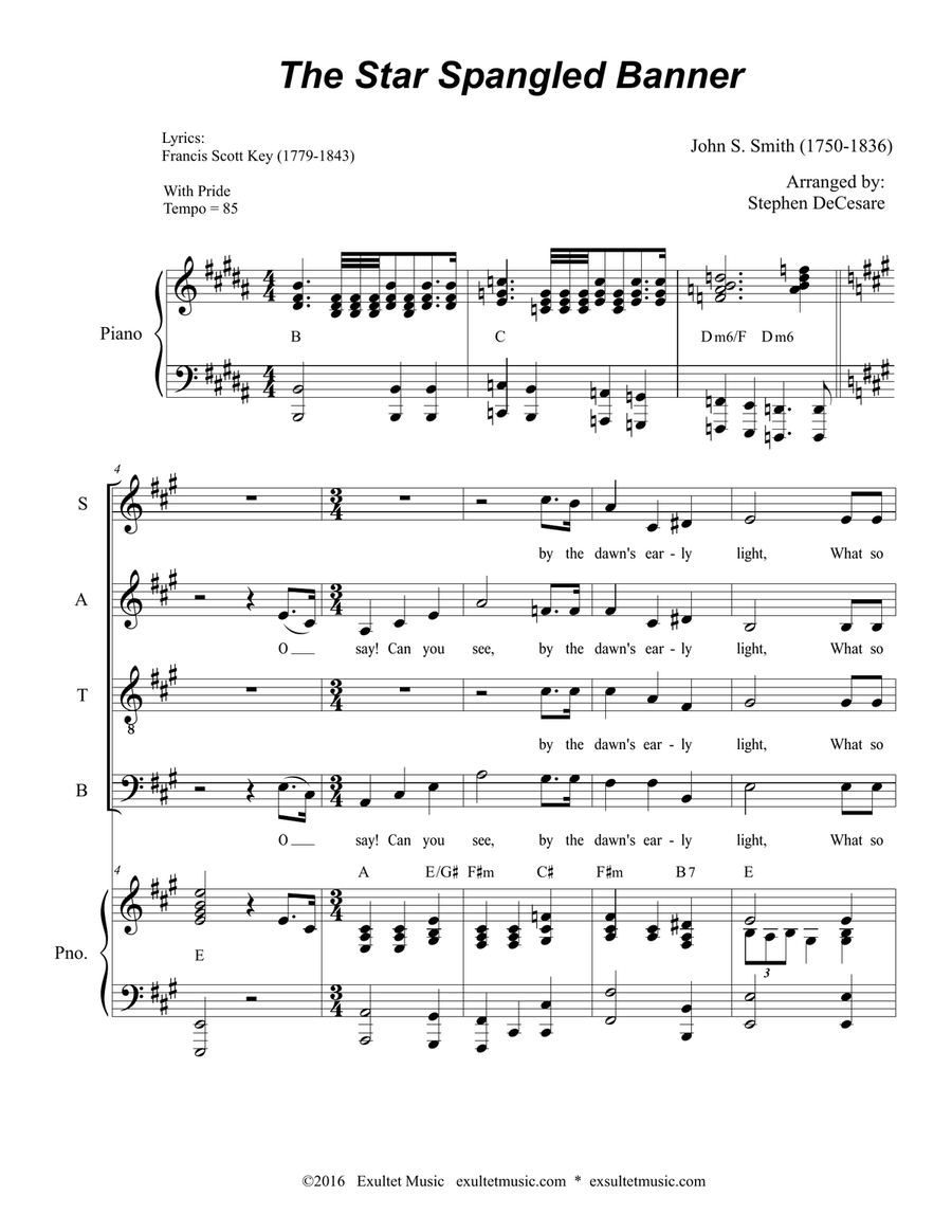 The Star Spangled Banner (for SATB) 4-Part scores gallery preview page 2