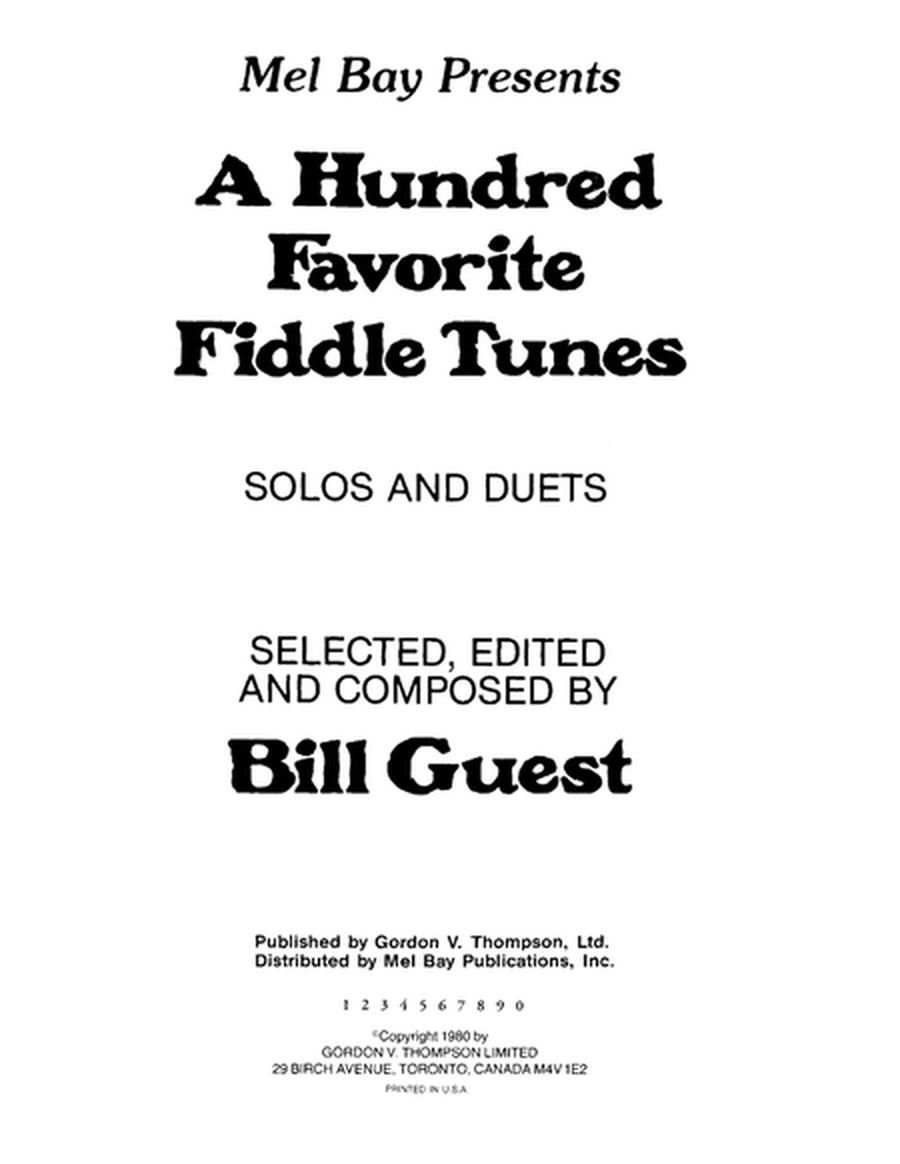 A Hundred Favorite Fiddle Tunes: Solos and Duets