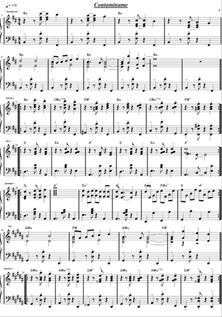 Contaminame Piano Solo scores gallery preview page 4